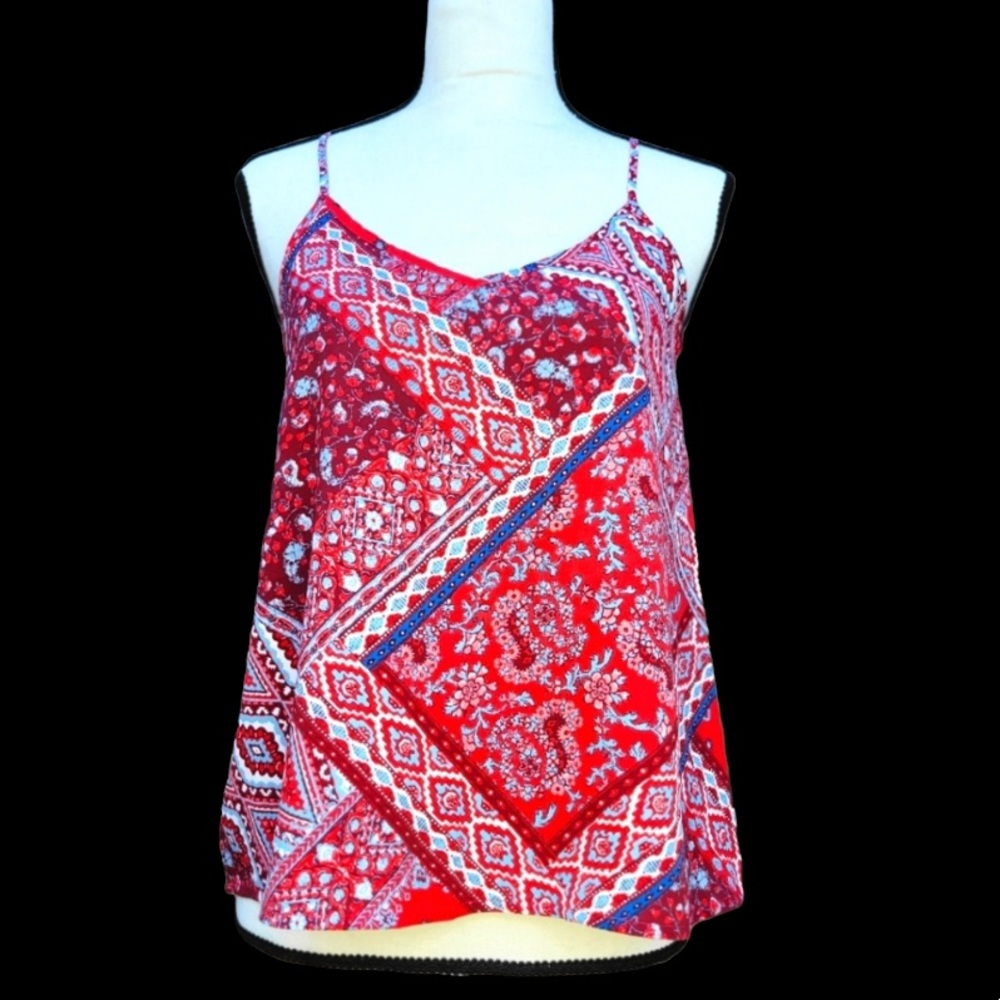 Hollister Medium Red Paisley Scarf Bandanna Tank Top